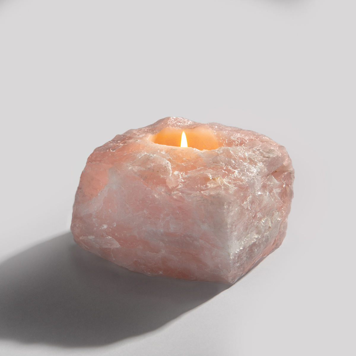 Rose Quartz Crystal Tea Light Candle Holder | Shoppe Geo - Shoppe Geo